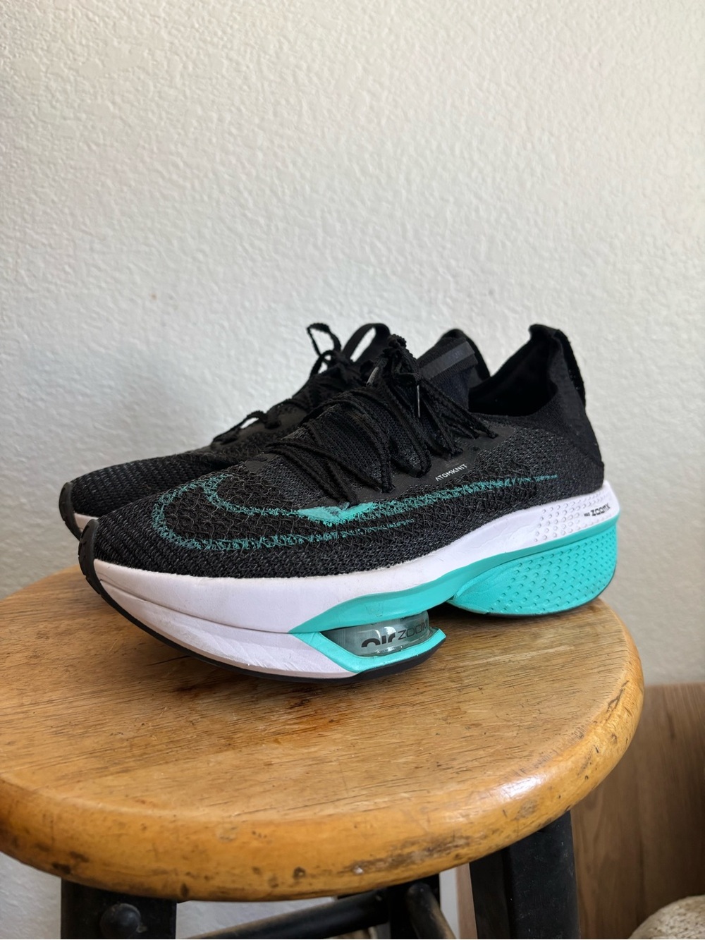 Nike ZoomX Air AtomKnit Running Shoes Black Teal White Lightweight Breathable